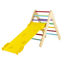 Wooden Climbing Triangle Ladder with 2-in-1 Reversible Ramp - Safe Birch & Beech Wood Toy for Kids 3+