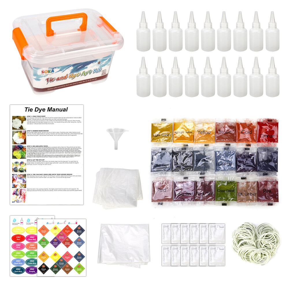 SOKA Tie Dye Party Kit 18 Vibrant Colours Permanent Non-Toxic Fabric