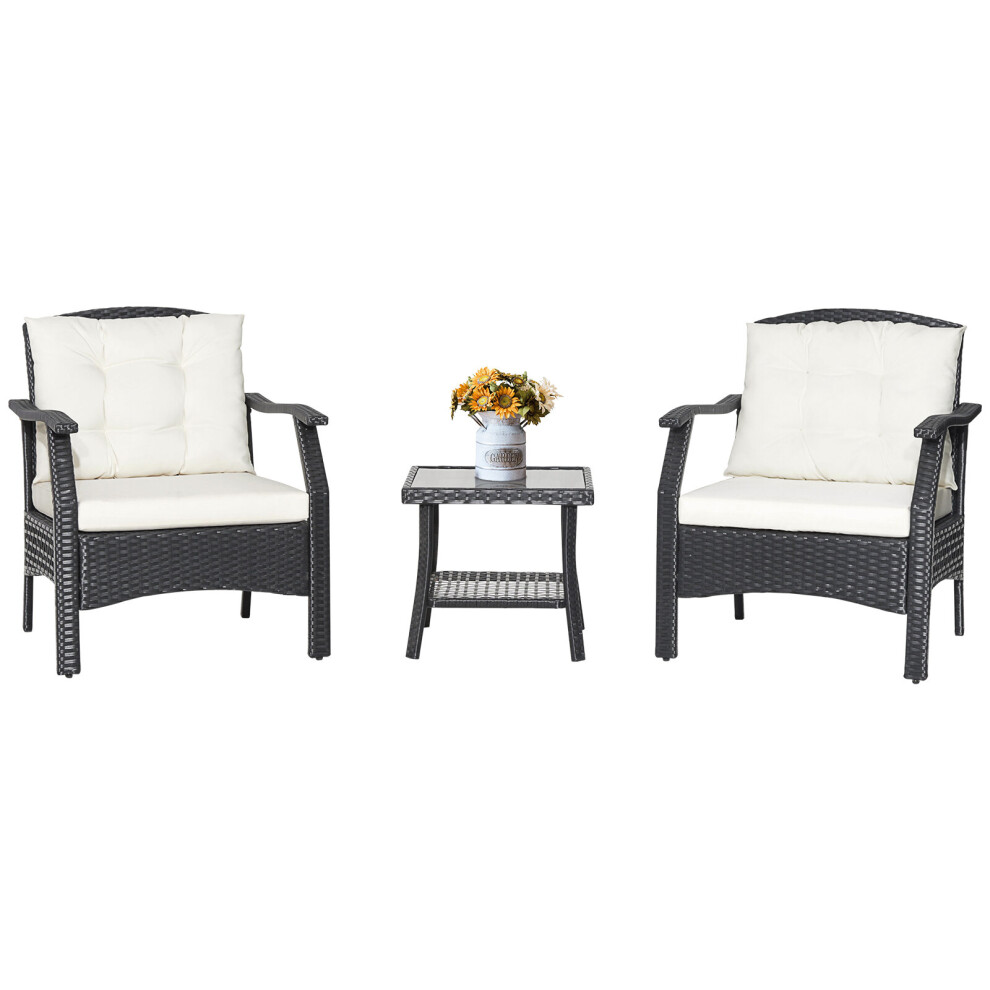 3 PCS Outdoor Rattan Furniture Modern Patio Bistro Conversation Set