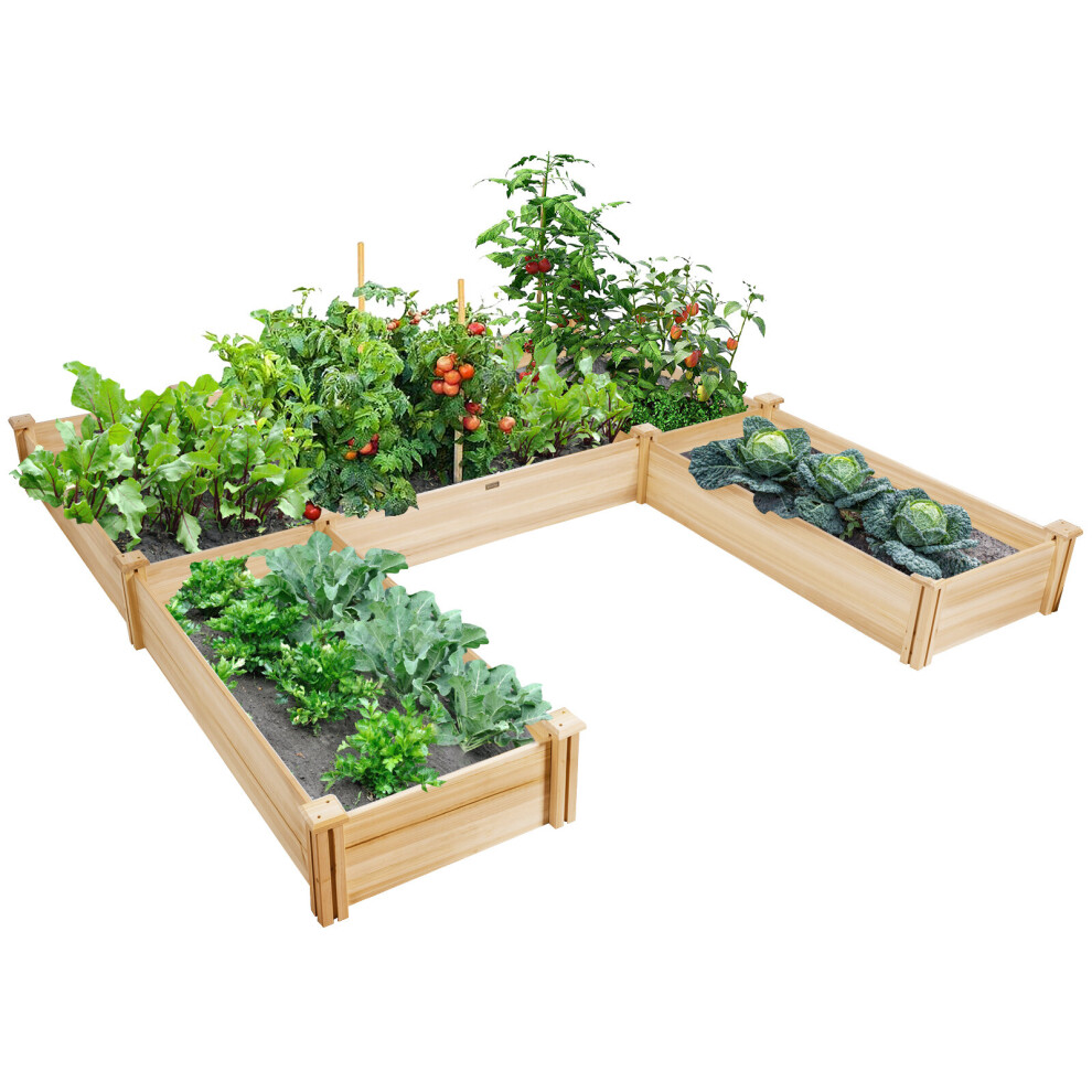U-Shaped Garden Bed Wooden Raised Garden Box Outdoor Planter Container