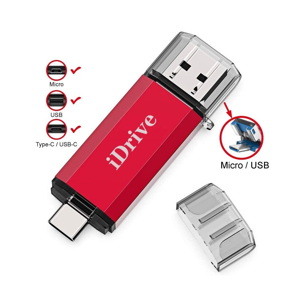 (512Gb, ) Usb Type C Flash Drive 3 In 1 Otg Usb 3.0 Black 761594603274