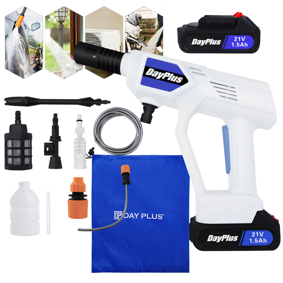 Cordless Pressure Washer Kit with 2 Batteries, Mini Electric Cleaner, Battery-Powered Pressure Washer with for Cars Gardens Driveways Fences Cleaning