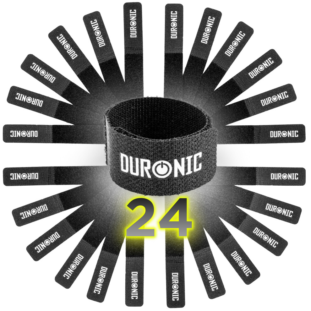 Duronic Cable Ties 24Strap, Pack Of 24X Cable Ties, Adjustable Reusable Hook And Loop Fastening Straps For Tidying / Organising Cables Wires