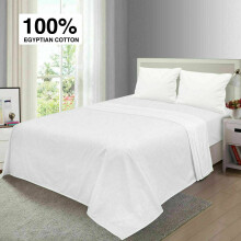(King:(270 x 298)cm) Egyptian Cotton Flat Bed Sheets Plain White Flat Sheets OR Pillowcases