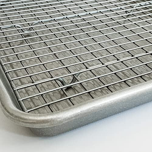 USA Pan Bakeware Half Sheet Baking Pan and Bakeable Nonstick and Cooling Rack Set Metal 2