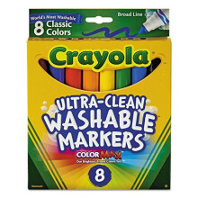 Crayola 587808 Washable Markers Broad Line, 8 Count Classic Colors, Case of 24