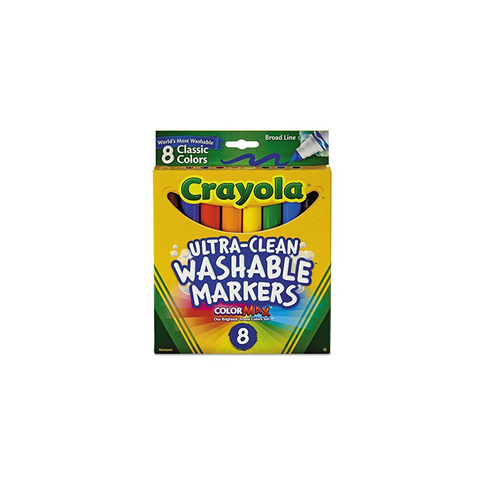 Crayola  587808 Washable Markers Broad Line, 8 Count Classic Colors, Case of 24