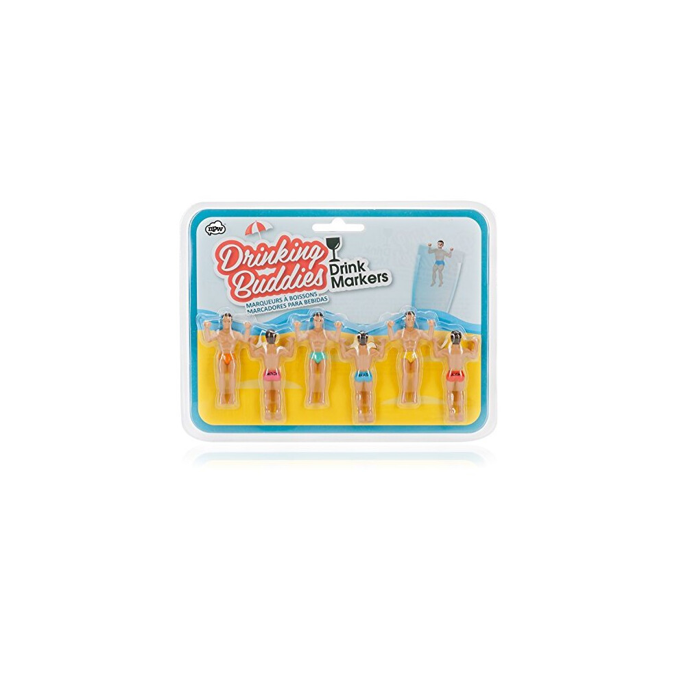 Drinking Buddies Classic Themed Reuseable Glass Drink Markers, 6