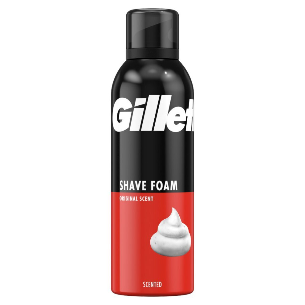 Gillette Classic Shave Foam Original Scent, 200Ml (Pack Of 6)