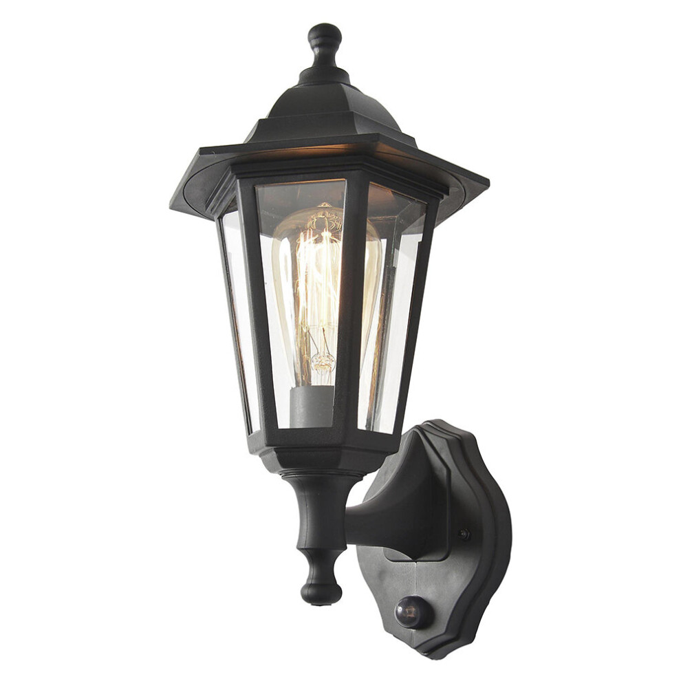 Neri Wall Light Outdoor Traditional Lantern With PIR Sensor - Black
