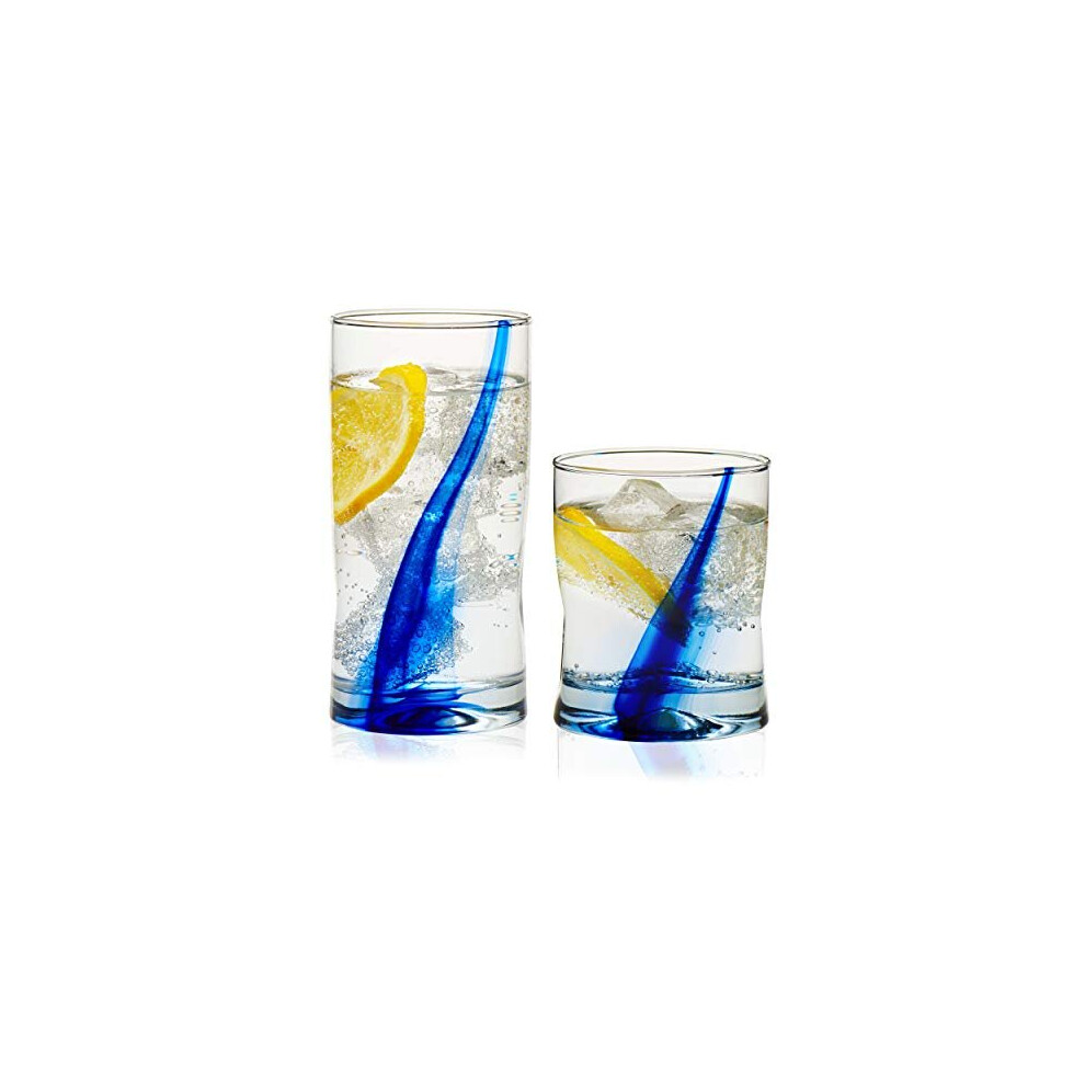 Libbey Blue Ribbon Impressions 16-Piece Tumbler and Rocks Glass Set