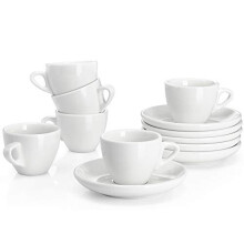 Sweese 2 ounce espressokopper med underkopper Porceln espressokopper st med 6 - hvid