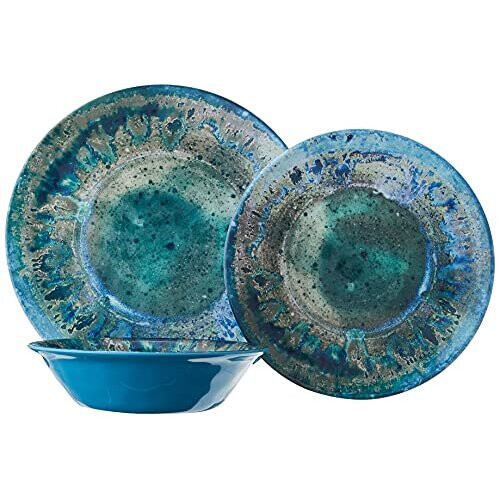 Certified International Radiance Teal Melamine 12 pc Dinnerware Set 1
