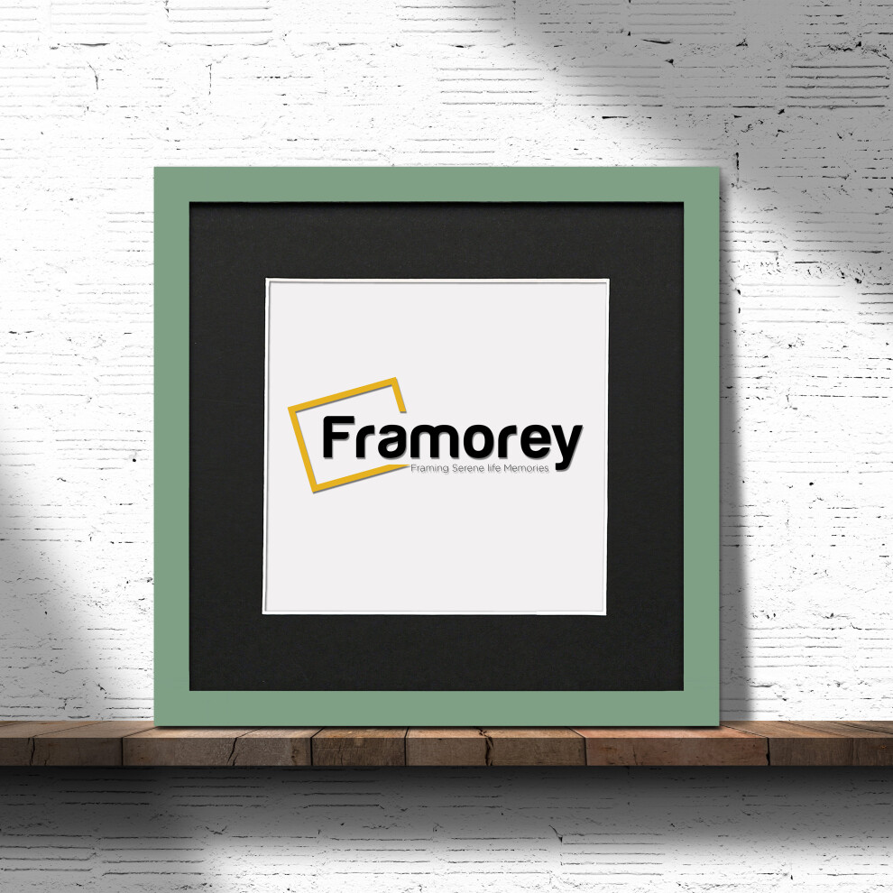 (Green With Black Mount, 6x6 Pic (8x8 Frame)) Square Size Green Picture Frame Photo Frames With Multicolored Mount Flat Wooden Poster Frames