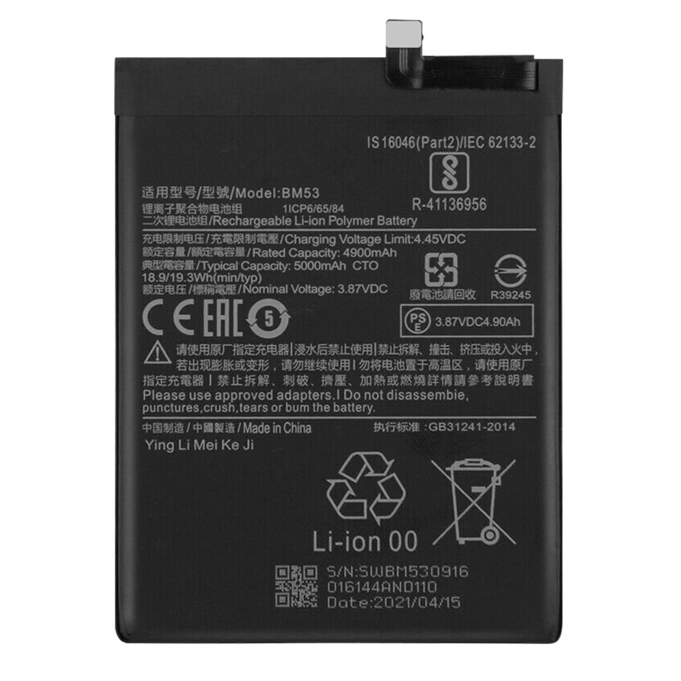 Internal Battery Xiaomi Mi 10T and 10T Pro 50010mAh 100% BM53 Replacement