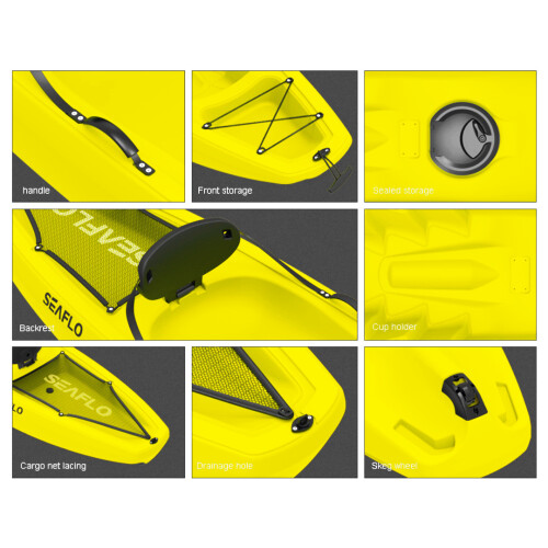 (Yellow 2.7M Sit On Single Extra Storage) Single and Double Kayaks with Paddle 2