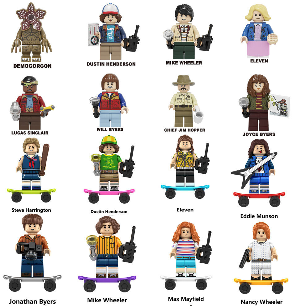 (16pcs-A+C) NEW Stranger Things Assembled Minifigures Set Children's Stall Toys Gifts Building Blocks Fit Lego