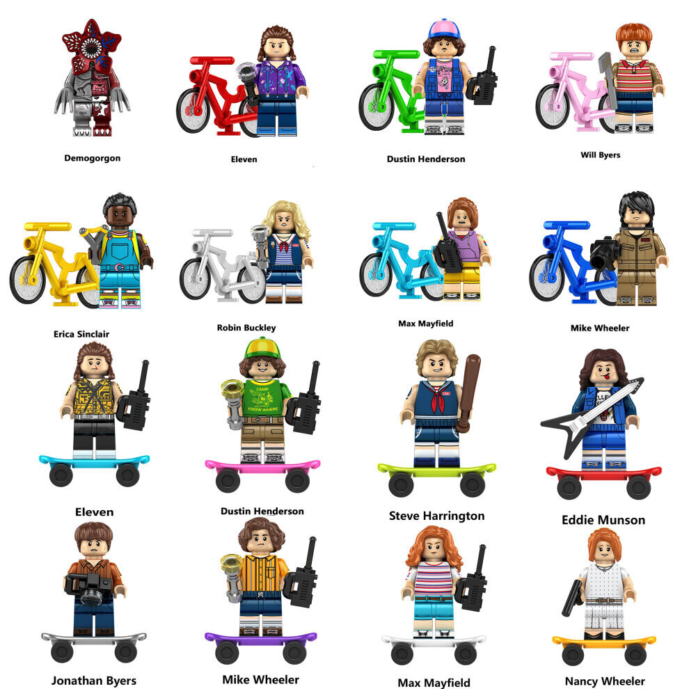 (16pcs-B+C) NEW Stranger Things Assembled Minifigures Set Children's Stall Toys Gifts Building Blocks Fit Lego