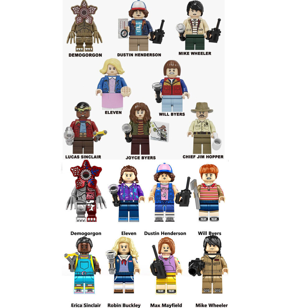 (16pcs-A+B) NEW Stranger Things Assembled Minifigures Set Children's Stall Toys Gifts Building Blocks Fit Lego