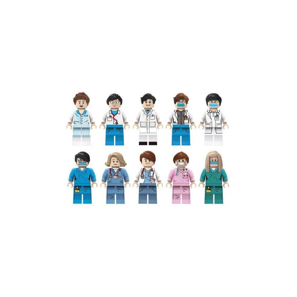 (N0.M8039) Fighting the Epidemic Doctors Patients Nurses Mini Figures Building Blocks Characters Fits Lego Kids Best Gift