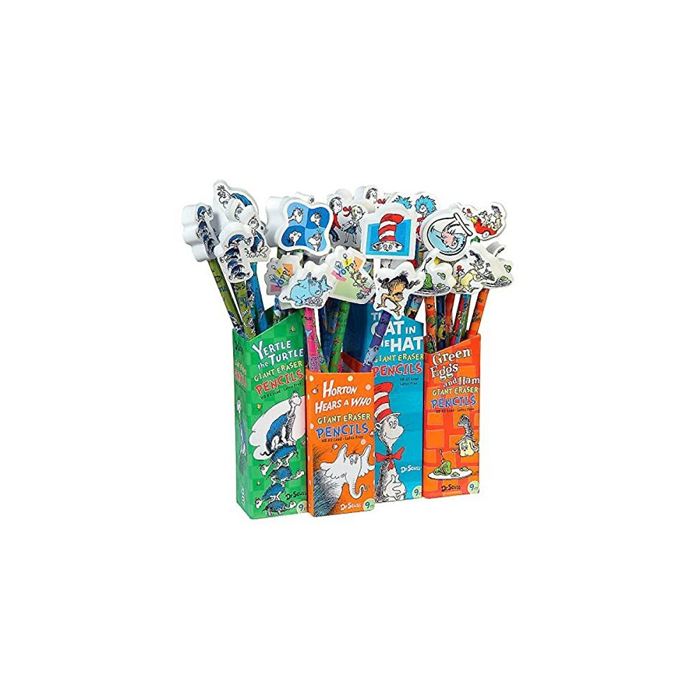 Raymond Geddes 66865 Dr. Seuss Number 2 Pencils With Giant Pencil Top Erasers (Pack of 36)