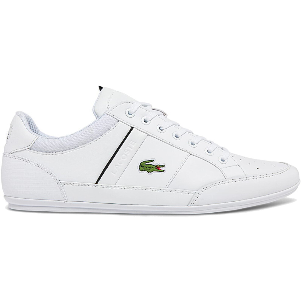 (White Black, UK 9.5) Lacoste Chaymon Mens Leather Trainers Shoes