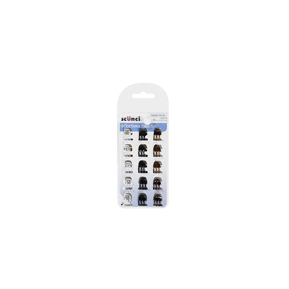 Scunci Effortless Beauty Mini Jaw Clips, 30Count, 0.8 Oz