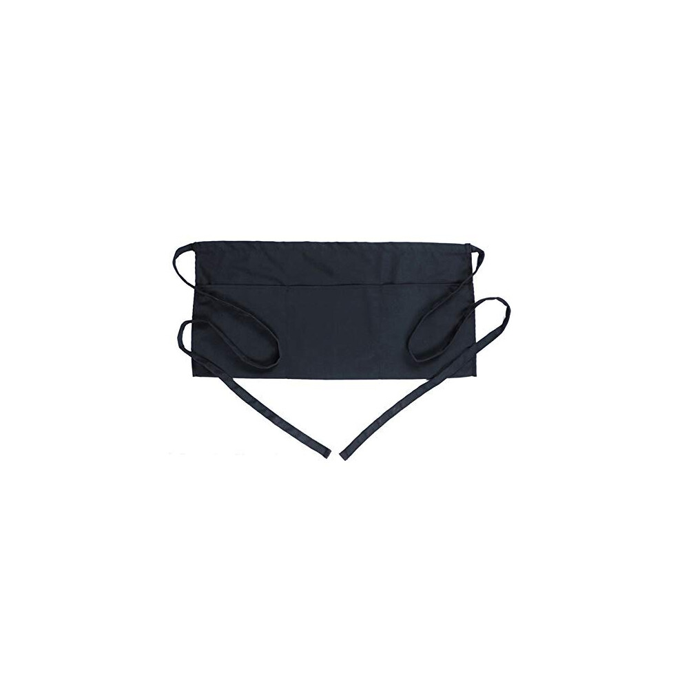 Boharers Waist Apron With 3 Pockets - Black Waitress Waiter Server Short Aprons 661083213390