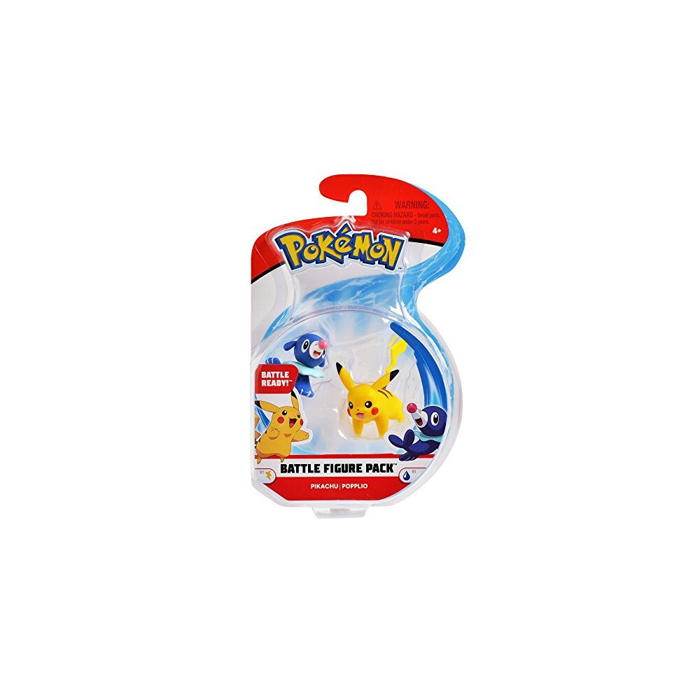 Pokemon 2 Inch Battle Action Figure 2-Pack, includes 2" Pikachu and 2" Popplio