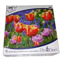 Big Ben-Puzzle mit einem Tulpenfeld