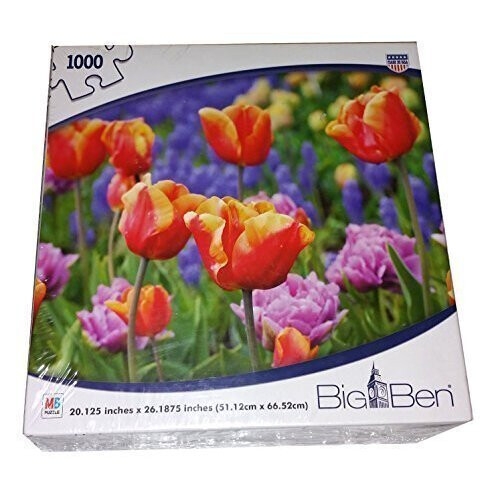 Big Ben-Puzzle mit einem Tulpenfeld