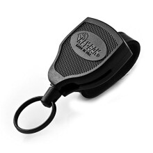 KEY-BAK SUPER48 HD 8 uncji. Zamykany chowany brelok do kluczy 48"" zwijany przewd Czarne etui z poliweglanu Skrzana szlufka na pasek Ponadgabary