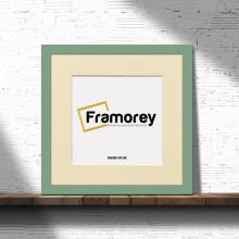 (Green With Ivory Mount, 9x9 Pic (11x11 Frame)) Square Size Green Picture Frame Photo Frames With Multicolored Mount Flat Wooden Poster Frames