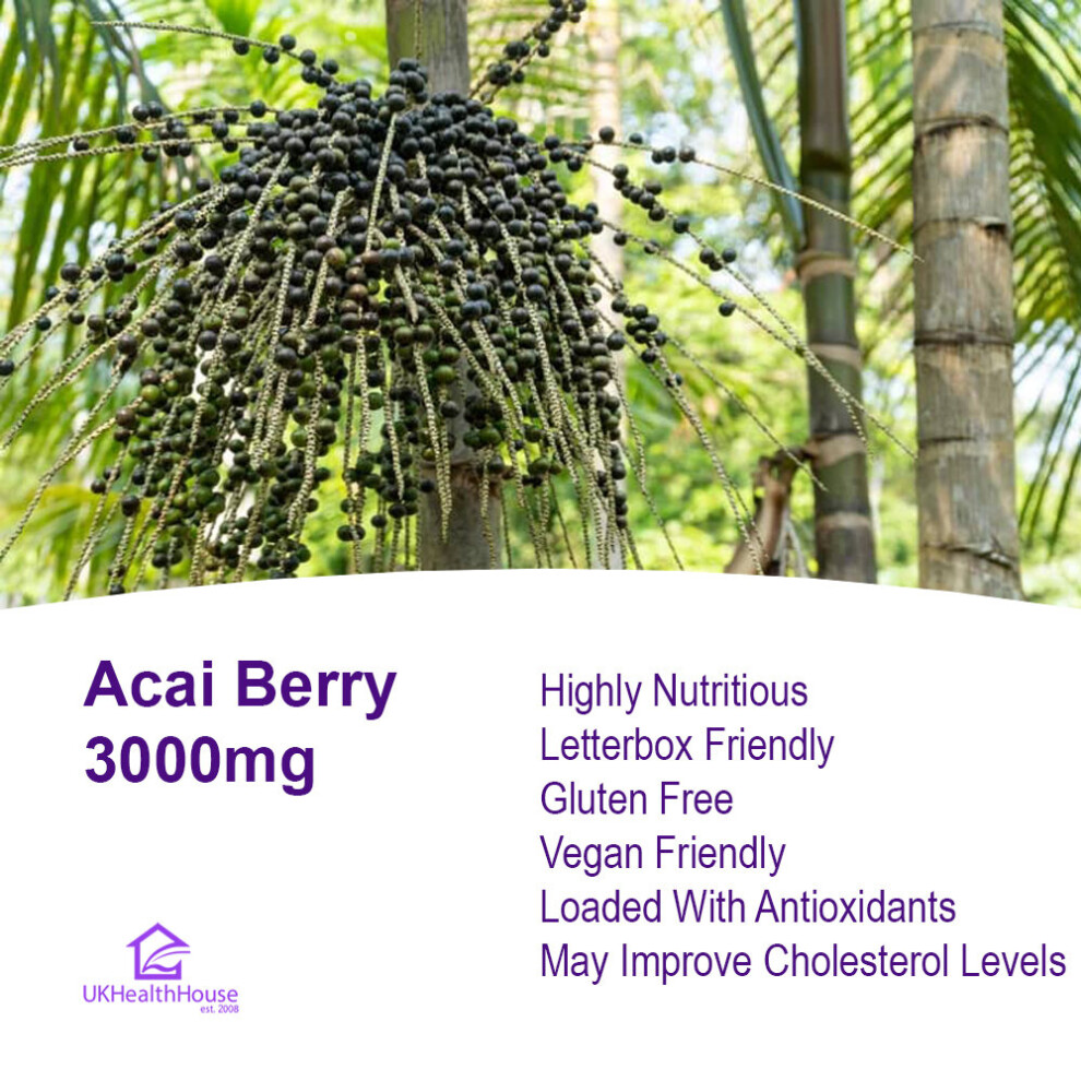 (Acai Berry 3000mg - 240 Tablets - Fast Weight Loss Slimming Aid Diet Fat Burner) Acai Berry 3000mg - 1000 Tablets