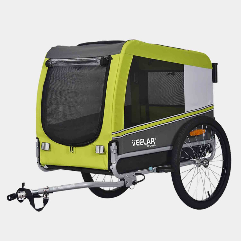 (Lime Green/Black) Veelar Large Pet Trailer & Stroller 2 in 1 Bike Trailer Paking brakes