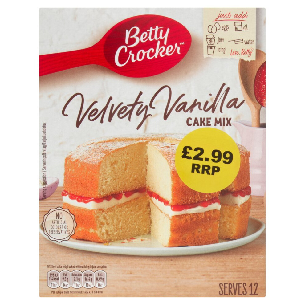 Betty Crocker Velvety Vanilla Cake Mix 425G (Pack Of 4)