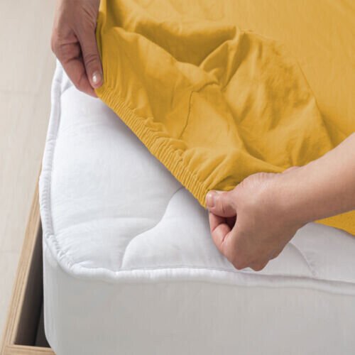 (Ochre, Super King) Extra Deep Fitted Sheets 40cm/ 16" Soft Bed Sheet 1