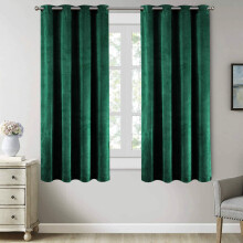 (Green, 46" x 54") Thermal Insulated Curtains Ringtop Eyelet Velvet Crushed Curtain Pair with 2 Tiebacks
