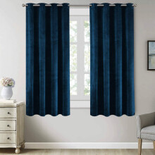 (Blue, 66" x 54") Thermal Insulated Curtains Ringtop Eyelet Velvet Crushed Curtain Pair with 2 Tiebacks