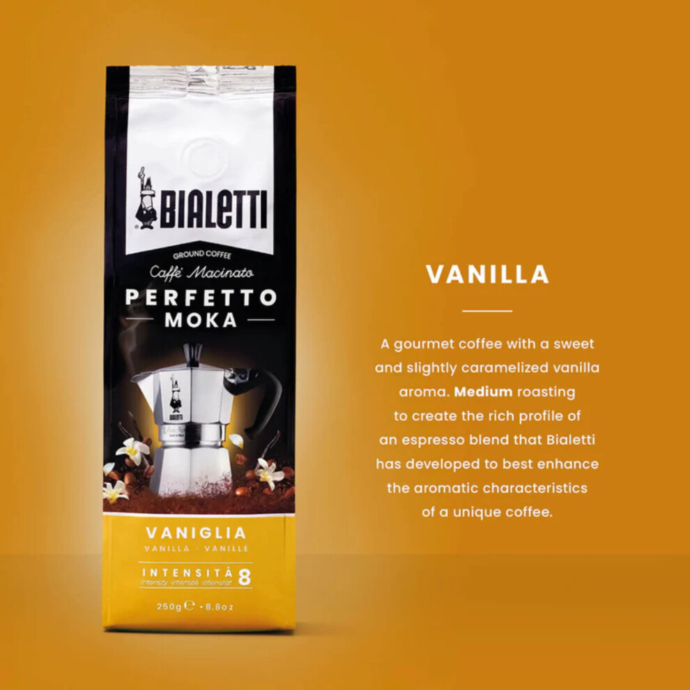 Bialetti Perfetto Moka Vanilla Italian Coffee (Ground) - 250G