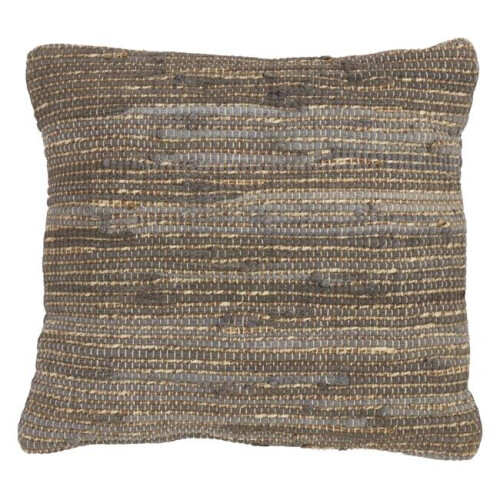 SARO  Chindi Design Down Filled Throw Pillow  Blue & Grey
