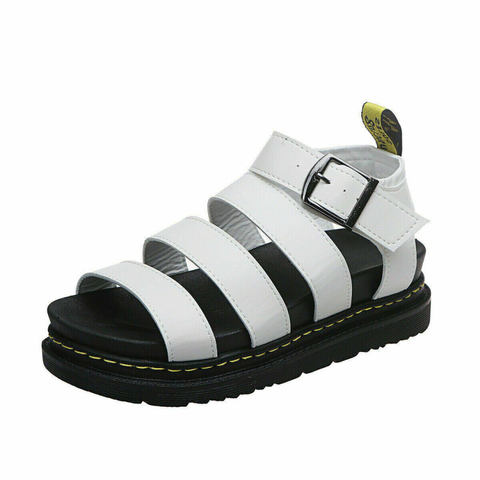 (White, UK 7.5-8) Womens Summer Sandals Thick Sole Flatform Shoes
