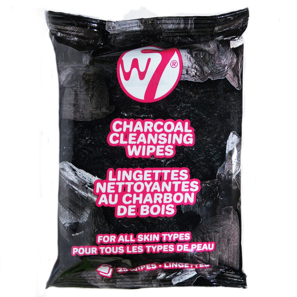 W7 Charcoal Face Cleansing Wet Wipes Absorb excess oil Remove Makeup