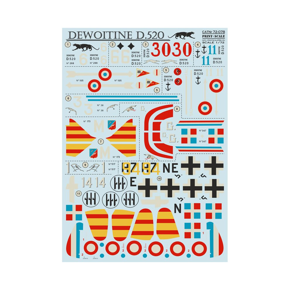 Print Scale 72-078 Dewoitine D.520 Size 1