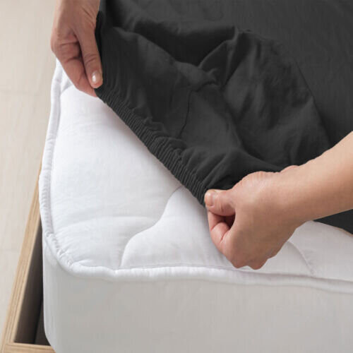 (Black, Super King) Extra Deep Fitted Sheets 40cm/ 16" Soft Bed Sheet 1