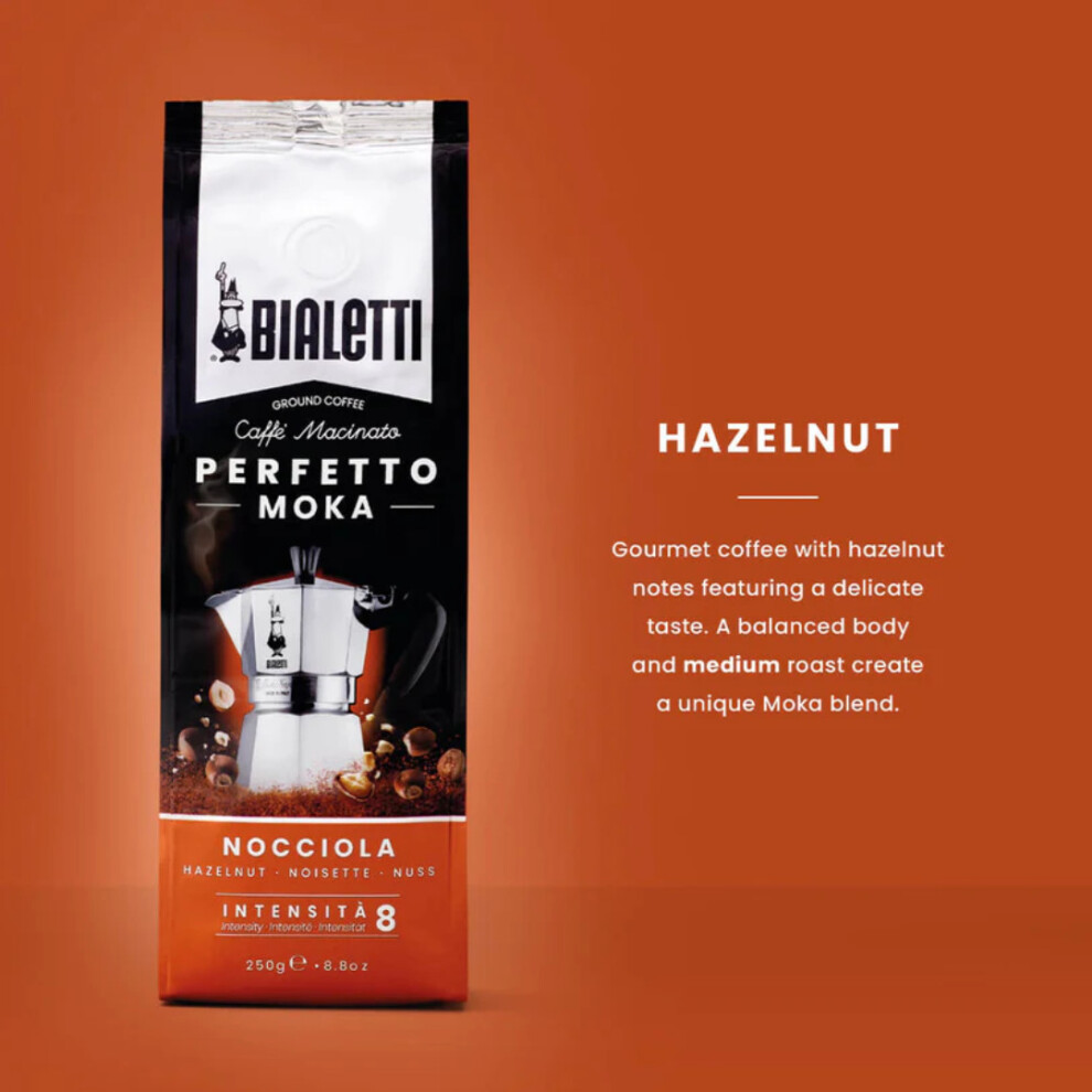 Bialetti Perfetto Moka Hazelnut Italian Coffee (Ground) - 250G