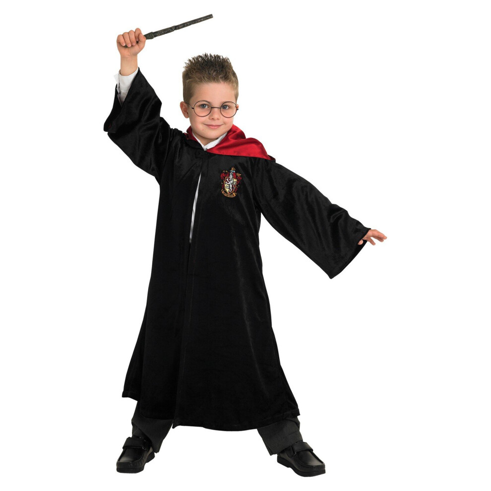 (M, Black/Red) Harry Potter Childrens/Kids Deluxe Hogwarts Costume Robe