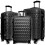 (Black) Suitcase Luggage Set Hard Shell ABS Cabin Case 3