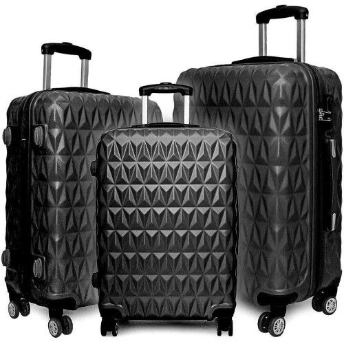 (Black) Suitcase Luggage Set Hard Shell ABS Cabin Case 2