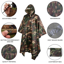 Waterproof Raincoat Cover Cape Hood and Welded Seams W/Carry Bag